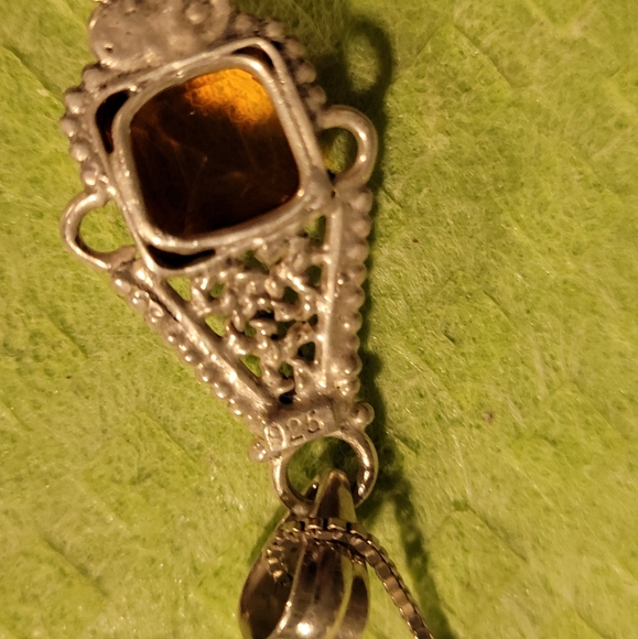 Topaz pendant rare orange color in sterling silver w/ss box chain - Picture 10 of 13